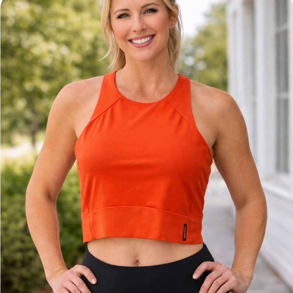 Nike Pro Orange dri fit workout crop tank top Size XL activewear yoga gym *
